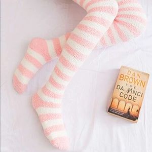 BLACK FRIDAY SALE. Pink white striped baby alpaca socks